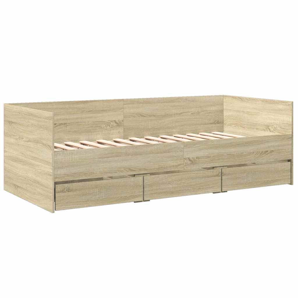 Dnevni krevet s ladicama bez madraca boja hrasta 90x200 cm
