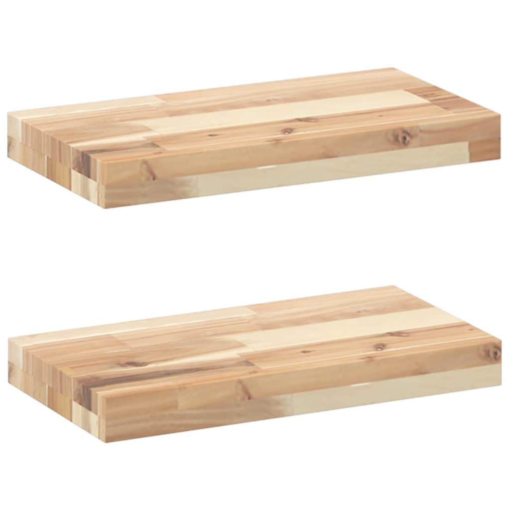 Plutajuće police 2 kom 60x20x4 cm Neobrađeno puno drvo akacije