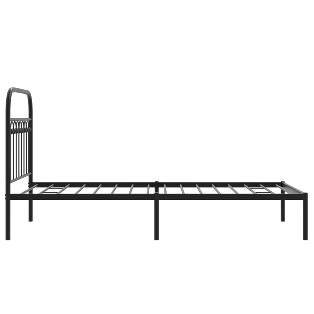 Metalni okvir za krevet s uzglavljem crni 90x190 cm