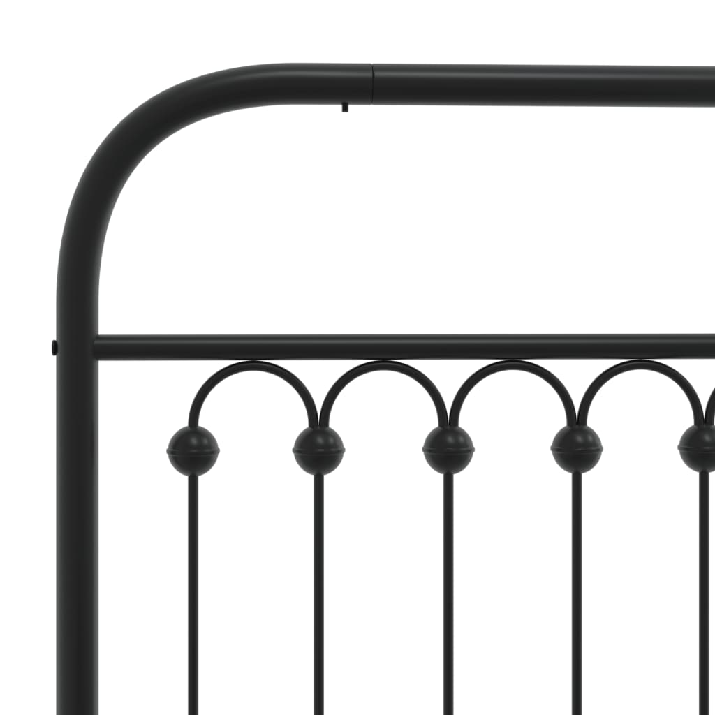 Metalni okvir za krevet s uzglavljem crni 90x190 cm
