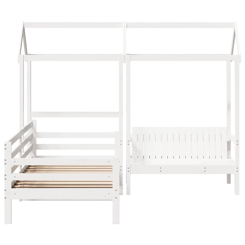 Set kreveta i klupe s krovom bez madraca bijele boje 80x200 cm