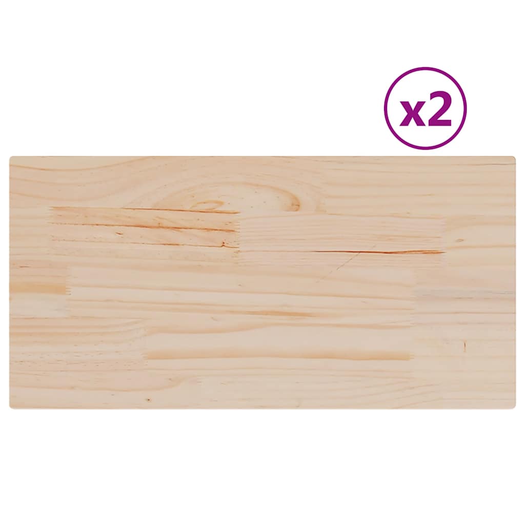 Stolne ploče 2 kom 60x30x2,5 cm od masivne borovine pravokutne