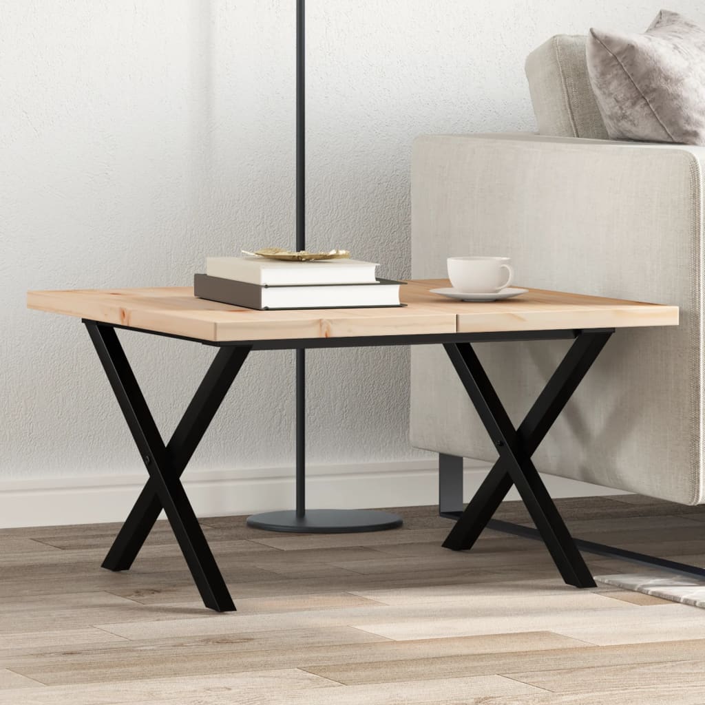 Stolić za kavu X-oblika 60x60x40,5 cm od borovine i čelik