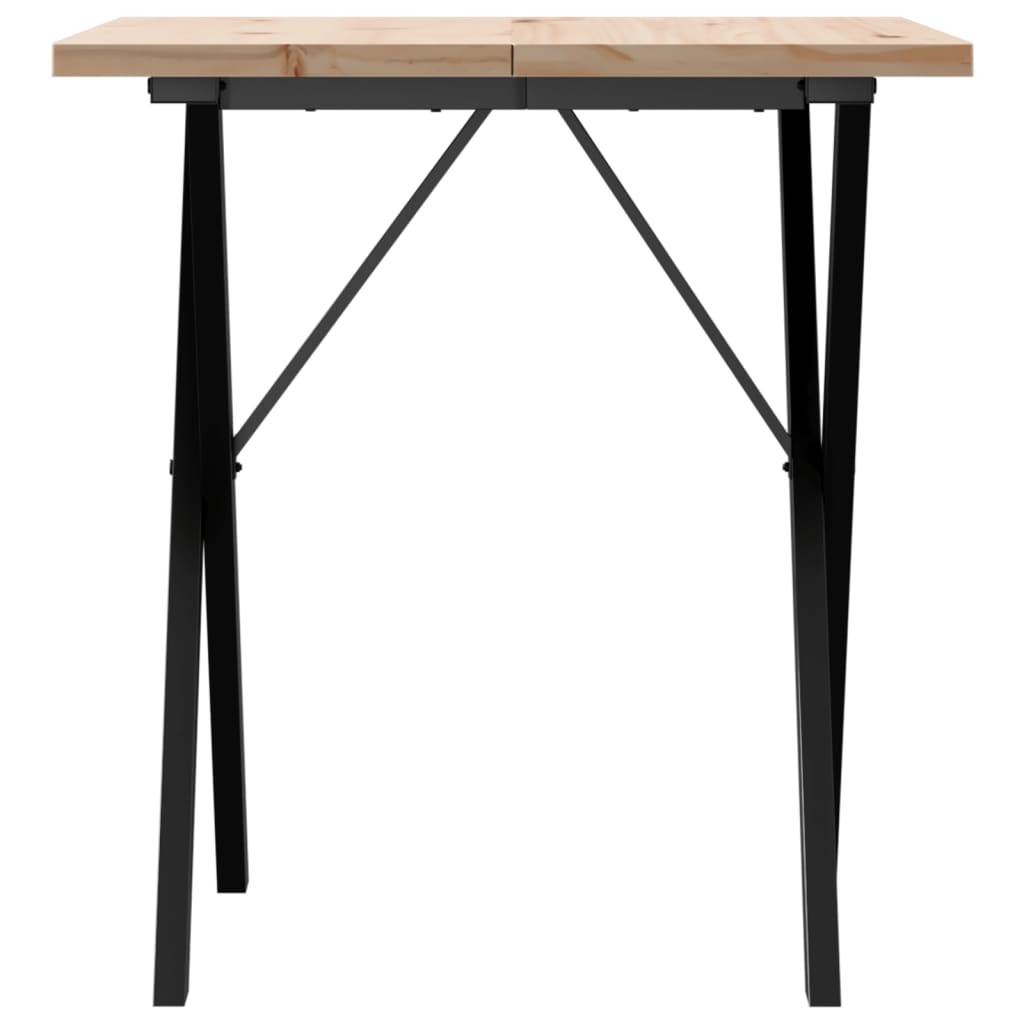 Blagovaonski stol X-oblika 60x60x75,5 cm od borovine i čelik