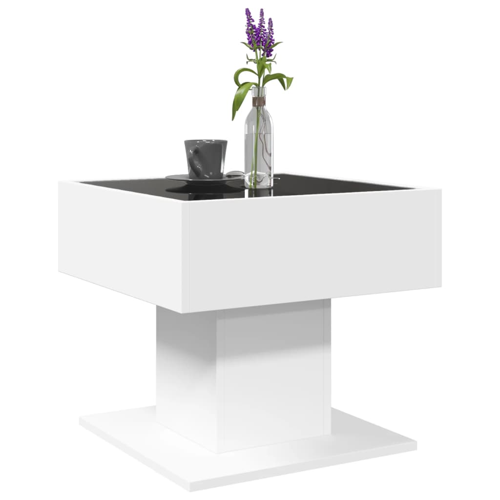 Stolić za kavu LED bijeli 50x50x45 cm od konstruiranog drva
