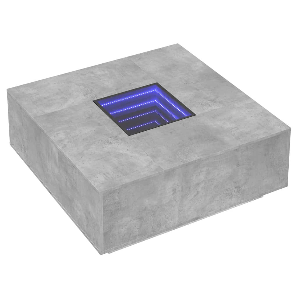 Stolić s beskonačnim LED siva boja betona 100x100x40 cm