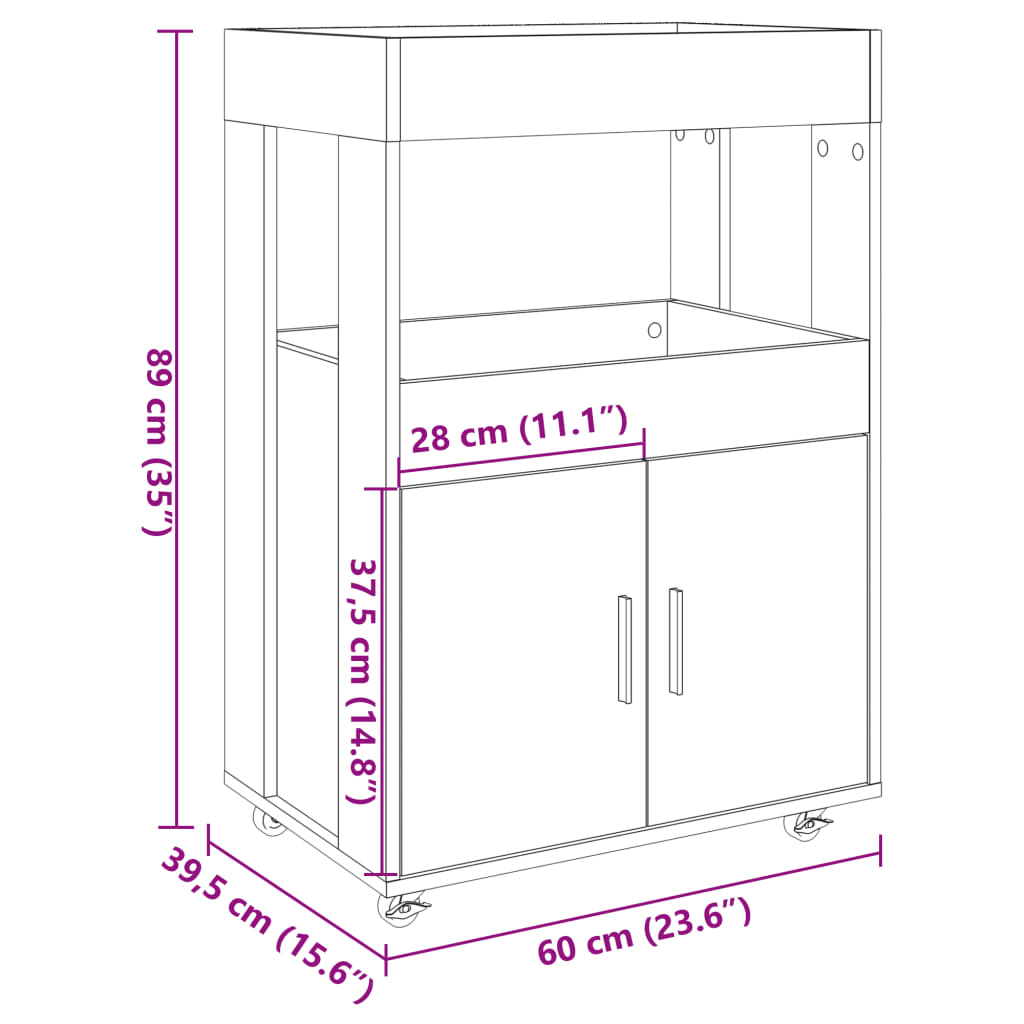 Barska kolica bijela 60 x 39,5 x 89 cm od konstruiranog drva