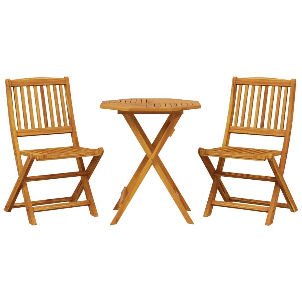 3-dijelni sklopivi bistro set od masivnog bagremovog drva