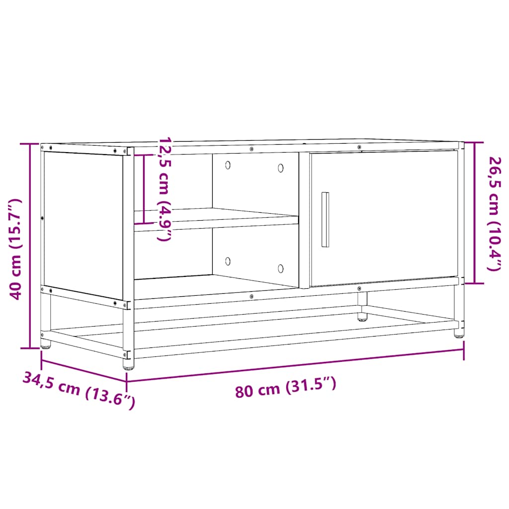 TV ormarić boja dimljenog hrasta 80x34,5x40 cm konstruirano