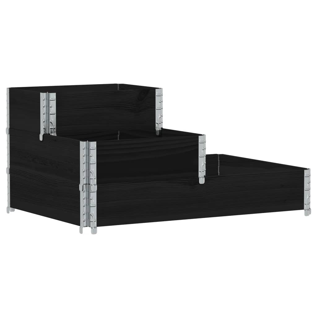 Povišena gredica s 3 razine crna 120 x 80 cm masivna borovina