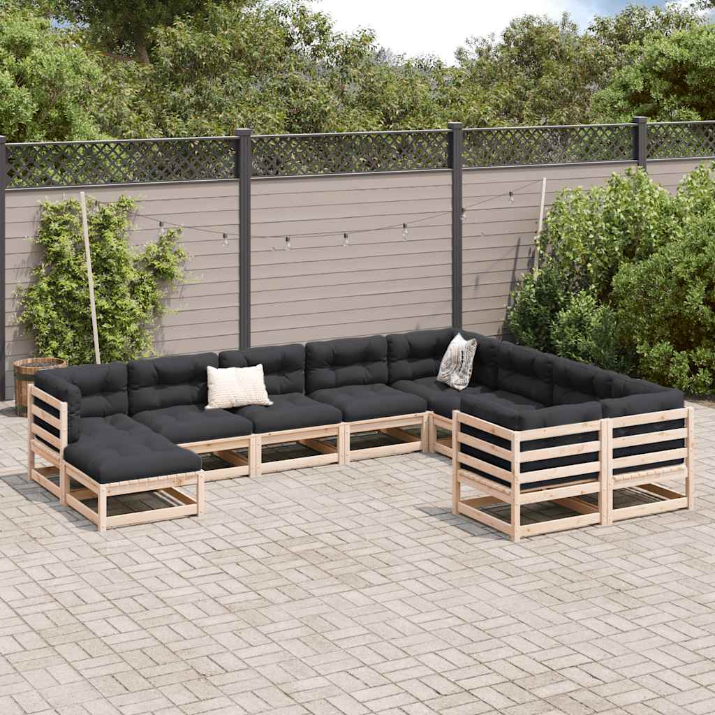 10-dijelni set vrtnih sofa od masivne borovine