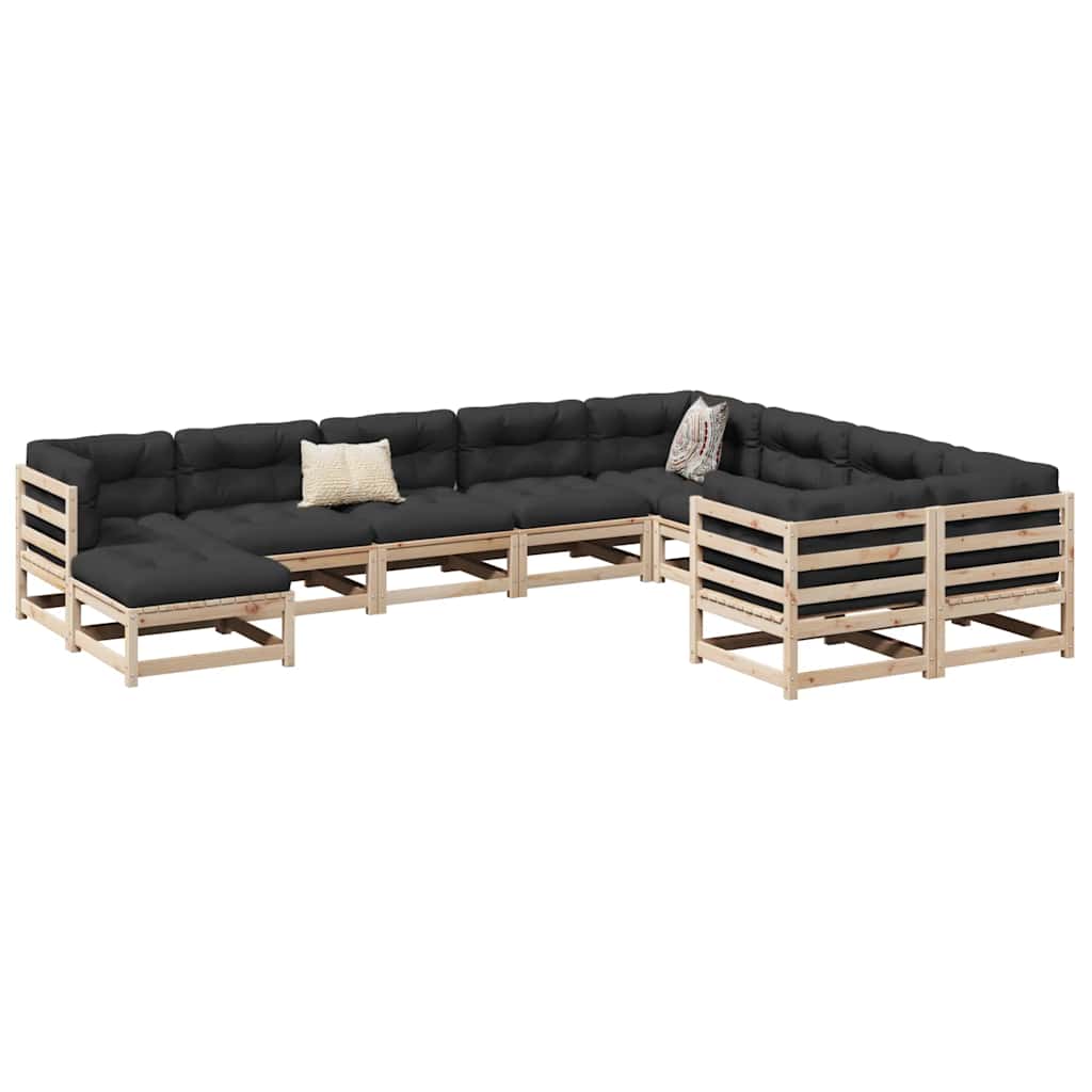 10-dijelni set vrtnih sofa od masivne borovine