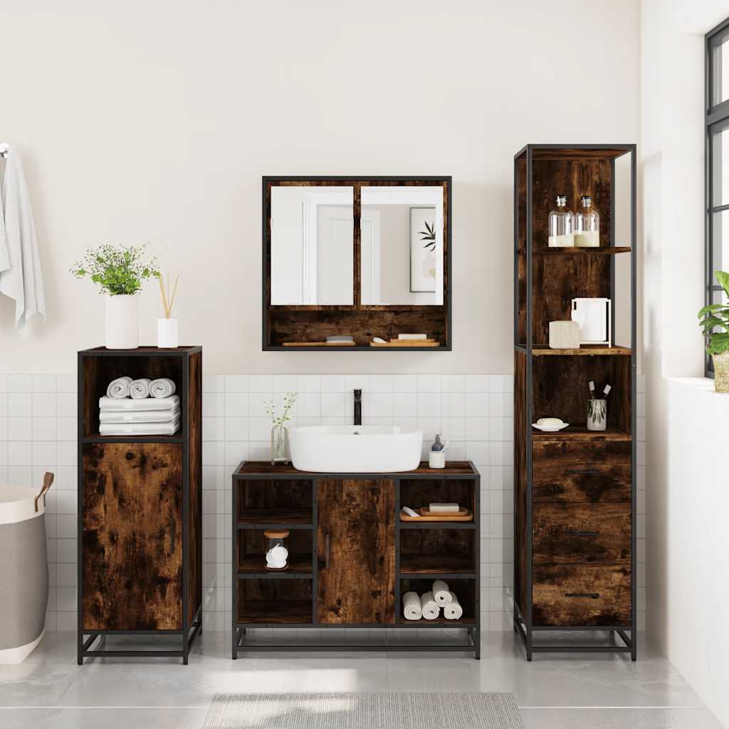 3-dijelni set kupaonskog namještaja boja hrasta drveni