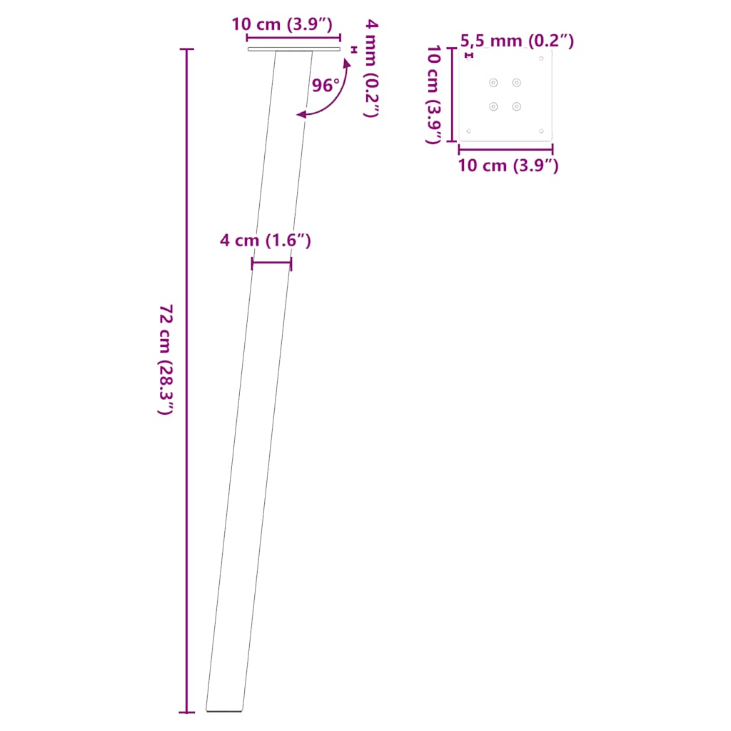 Noge za konzolni stol 4 kom Crne 72 cm Čelične