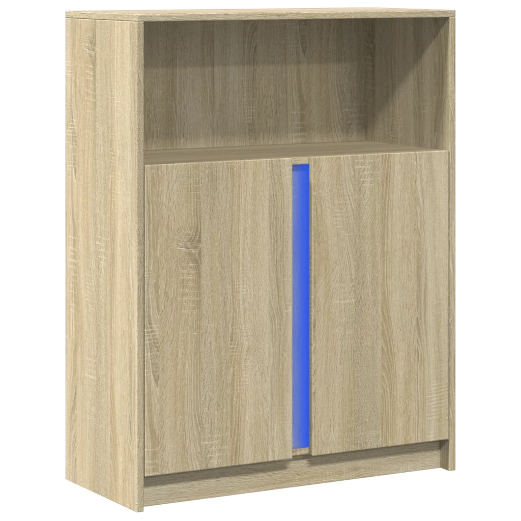 Komoda s LED svjetlima boja hrasta 77 x 34 x 100 cm drvena