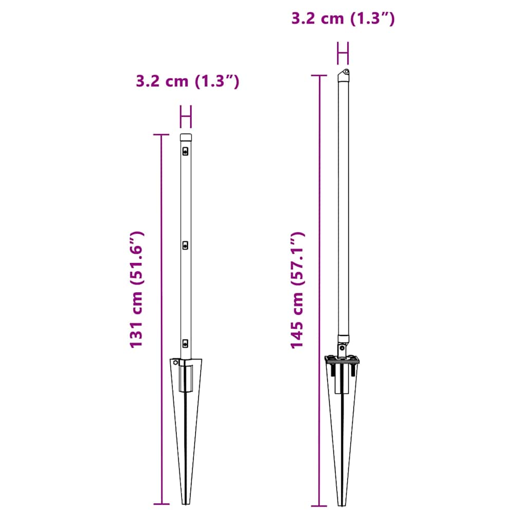 Stup za ogradu 26 pcs Siva 3,2 x 3,2 x 145 cm