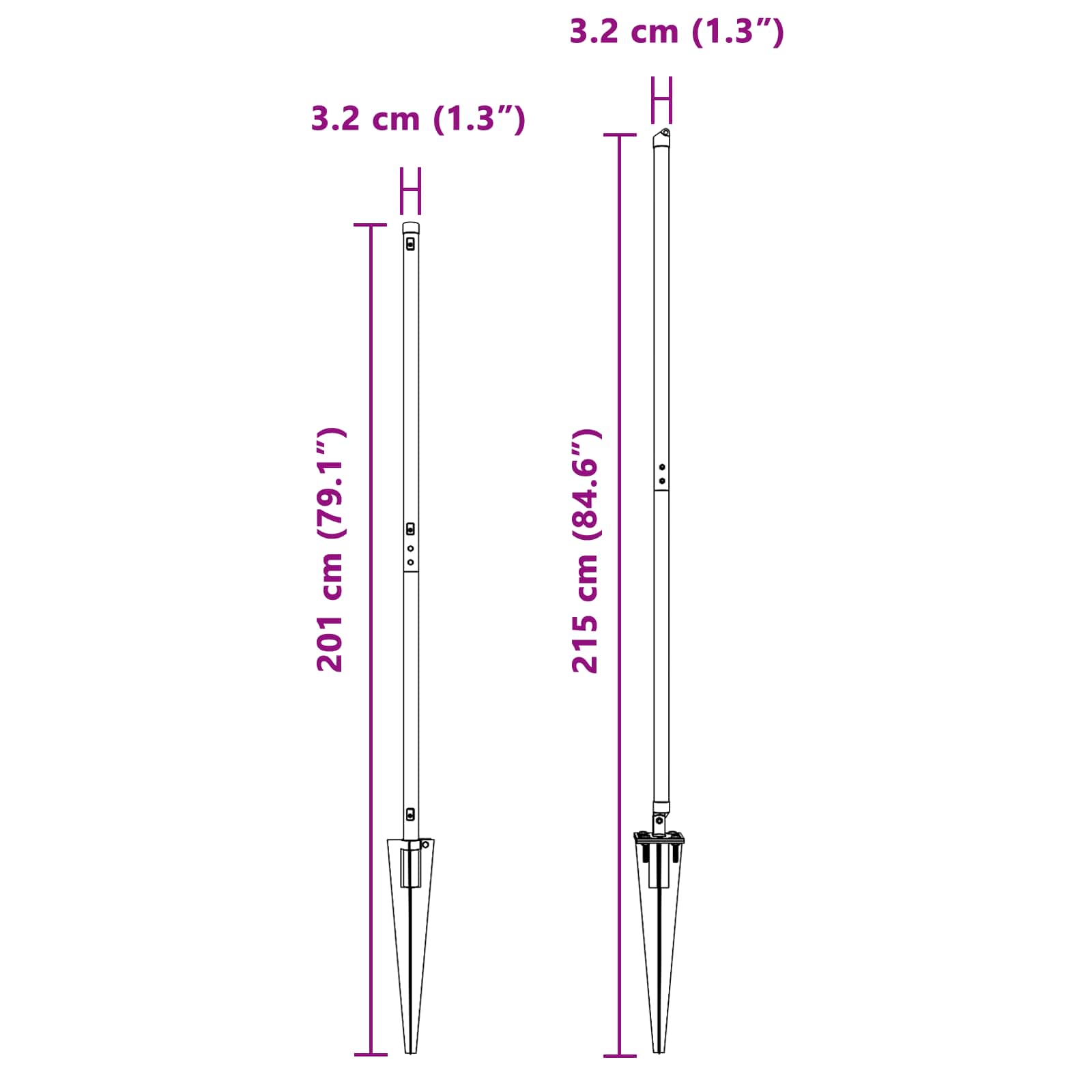 Stup za ogradu 26 pcs Siva 3,2 x 3,2 x 215 cm