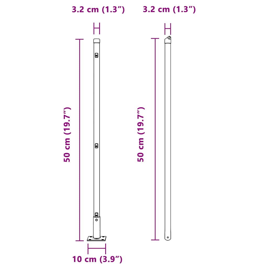 Stup za ogradu s betonskom bazom 26 kom. Srebrna