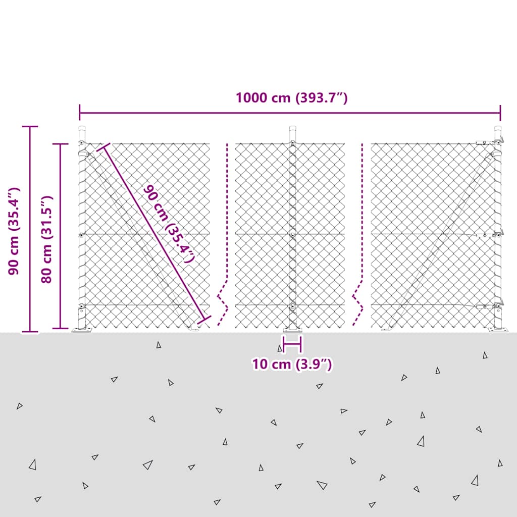 Zavareno žičano ogradno mreža s betonskom podlogom 10 x 0,8 m