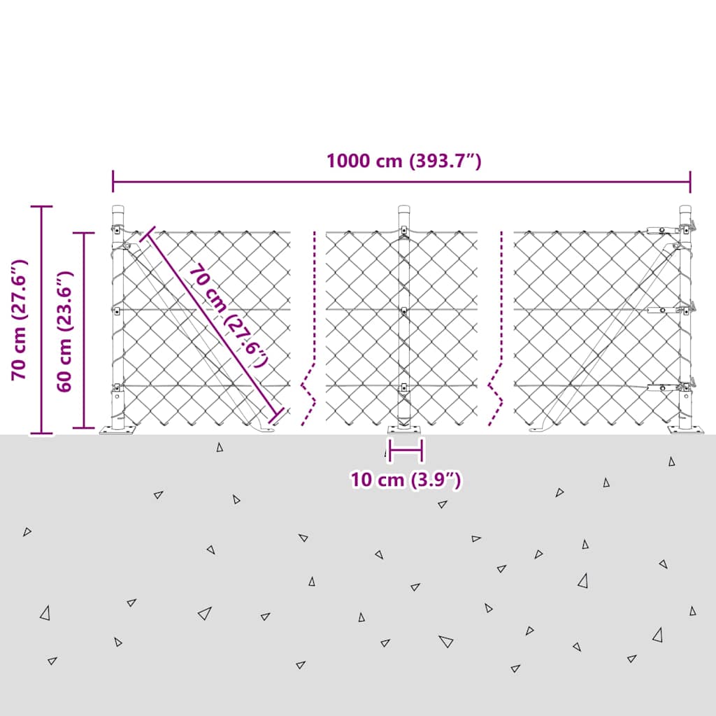 Zavareno žičano ogradno mreža s betonskom podlogom 10 x 0,6 m