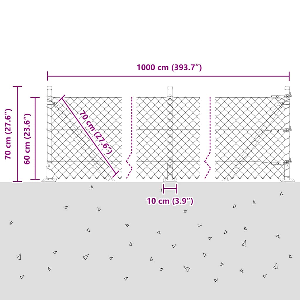 Zavareno žičano ogradno mreža s betonskom podlogom 10 x 0,6 m