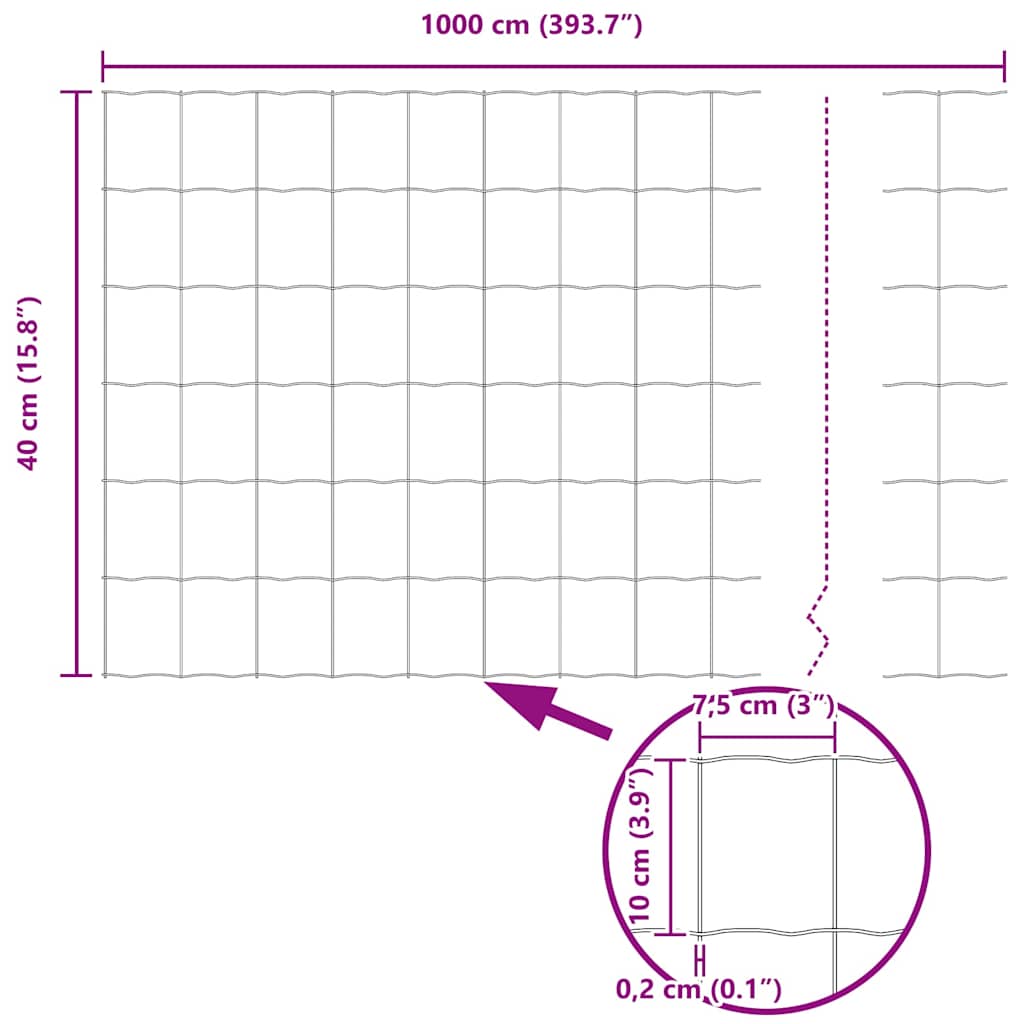 Temeljna zavarena žičana ograda 10 x 0,4 m (Š x V)