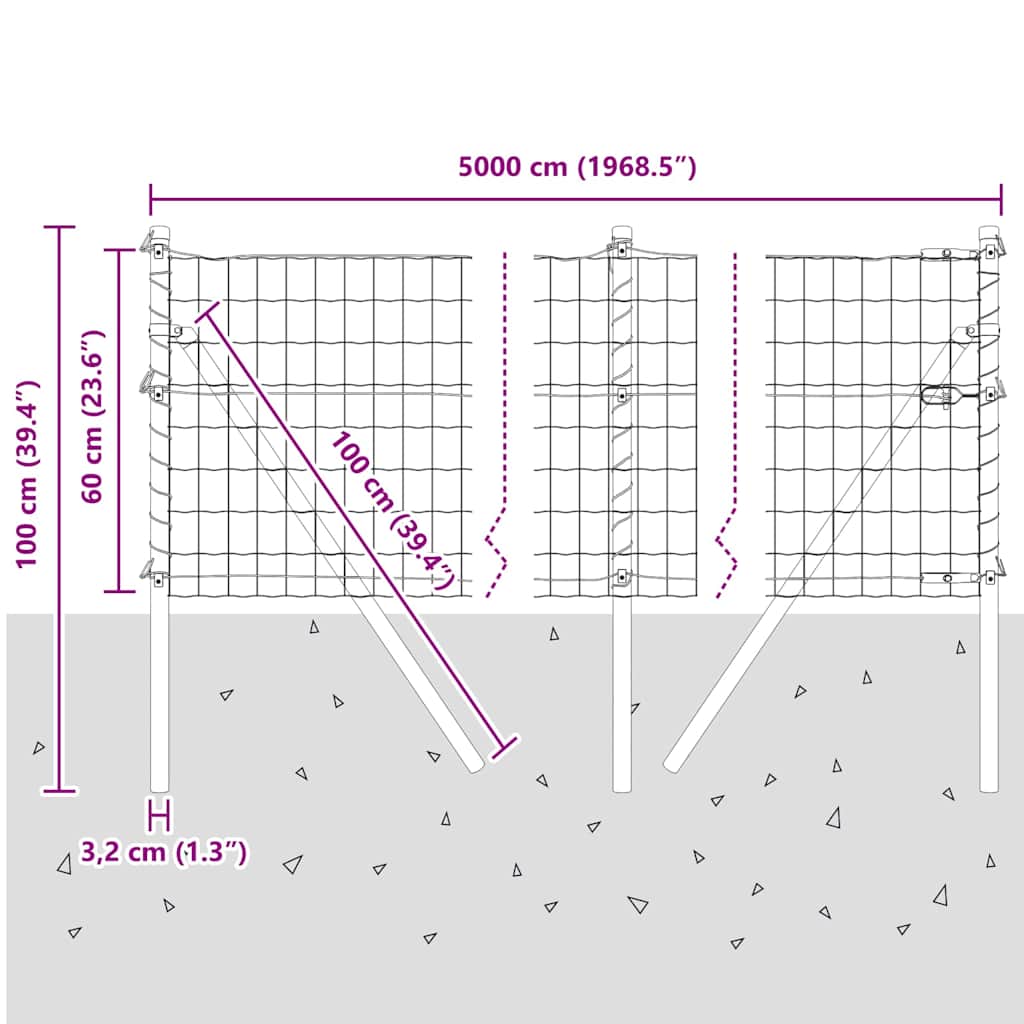 Temeljna zavarena žičana ograda 50 x 0,6 m (Š x V)