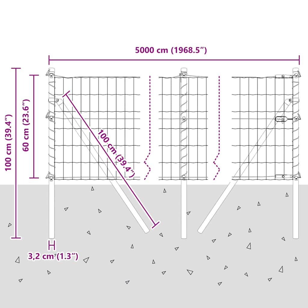 Temeljna zavarena žičana ograda 50 x 0,6 m (Š x V)