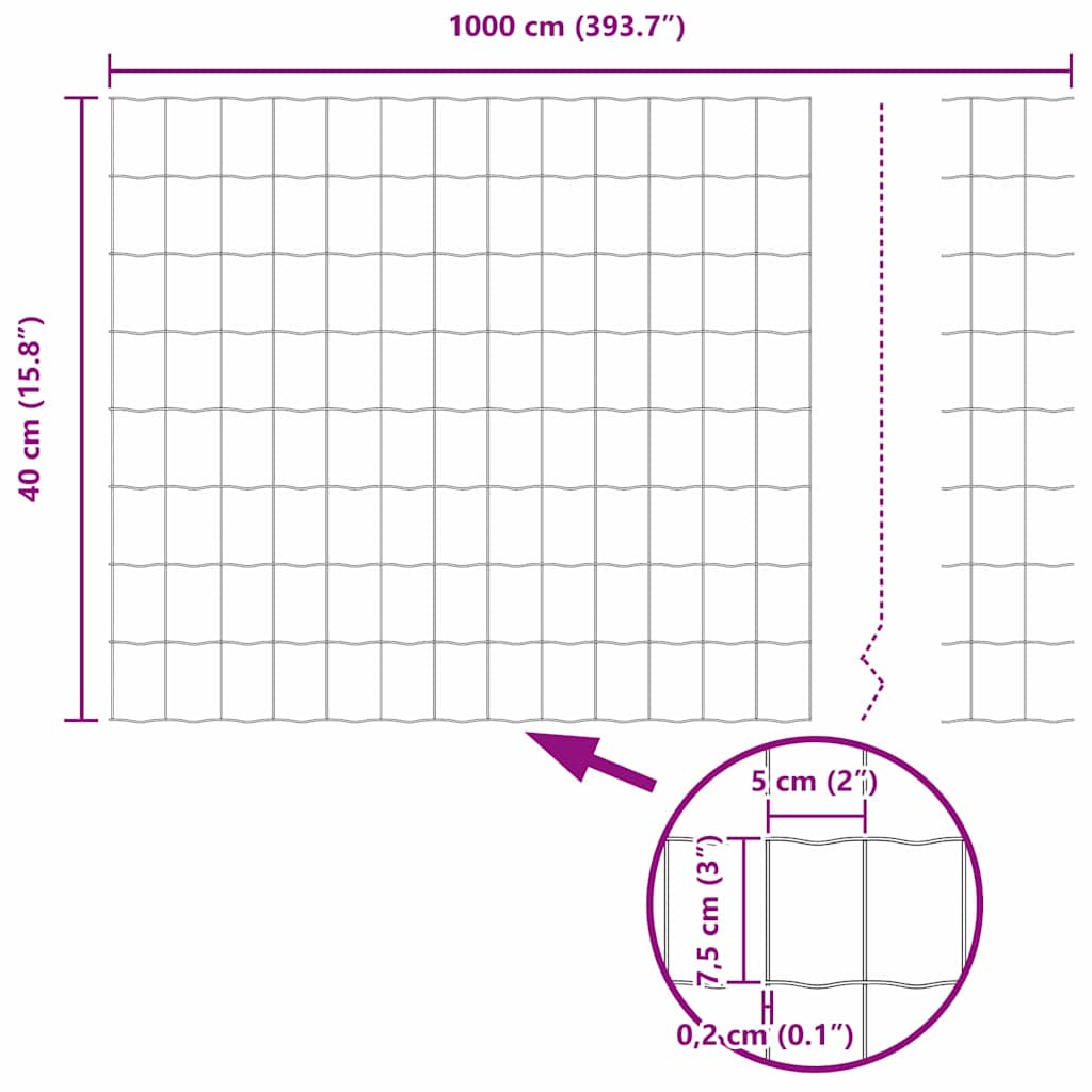 Temeljna zavarena žičana ograda 10 x 0,4 m (Š x V)