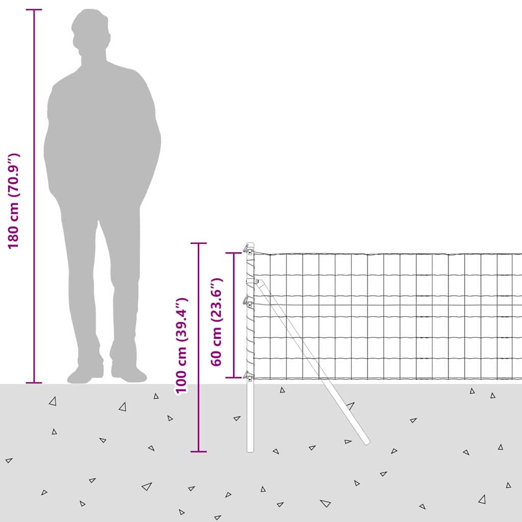 Temeljna zavarena žičana ograda 25 x 0,6 m (Š x V)