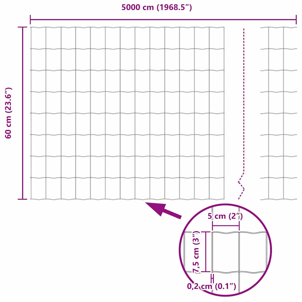 Temeljna zavarena žičana ograda 50 x 0,6 m (Š x V)