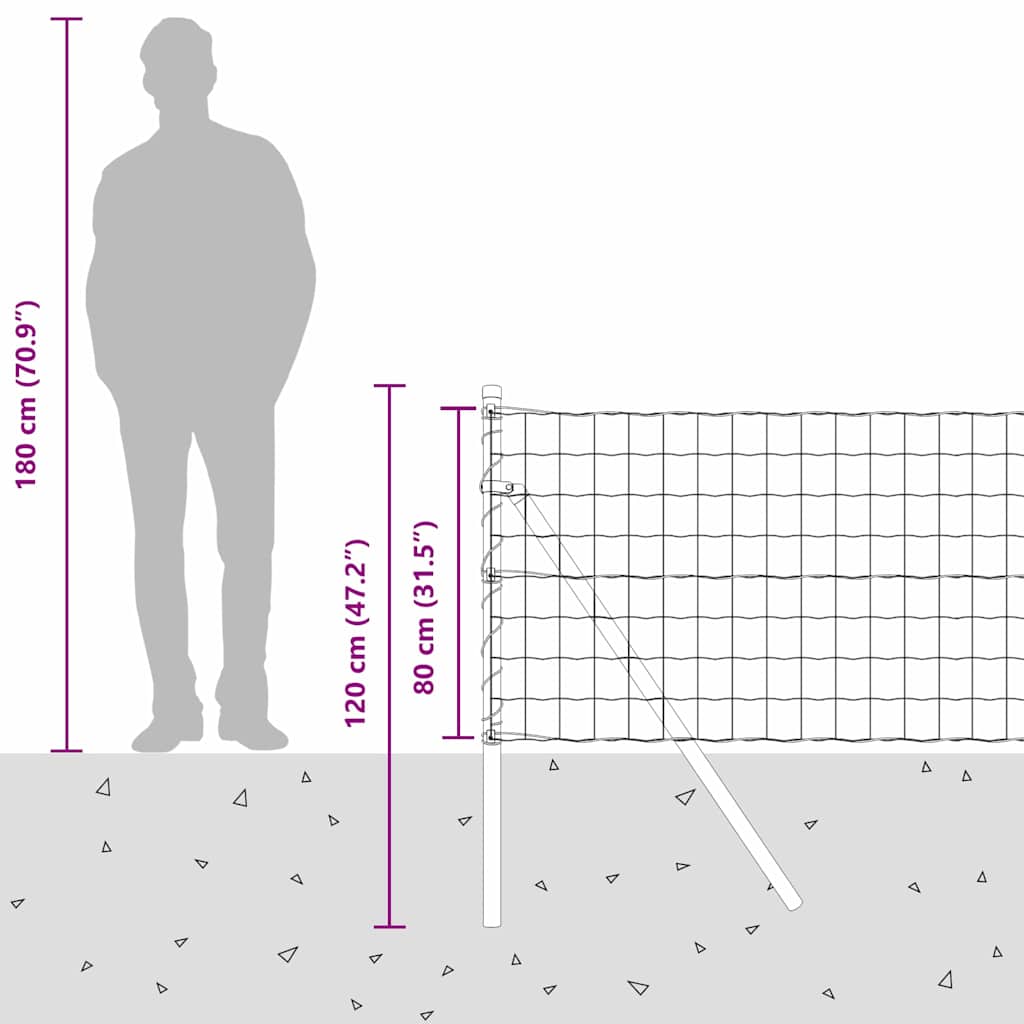 Temeljna zavarena žičana ograda 10 x 0,8 m (Š x V)