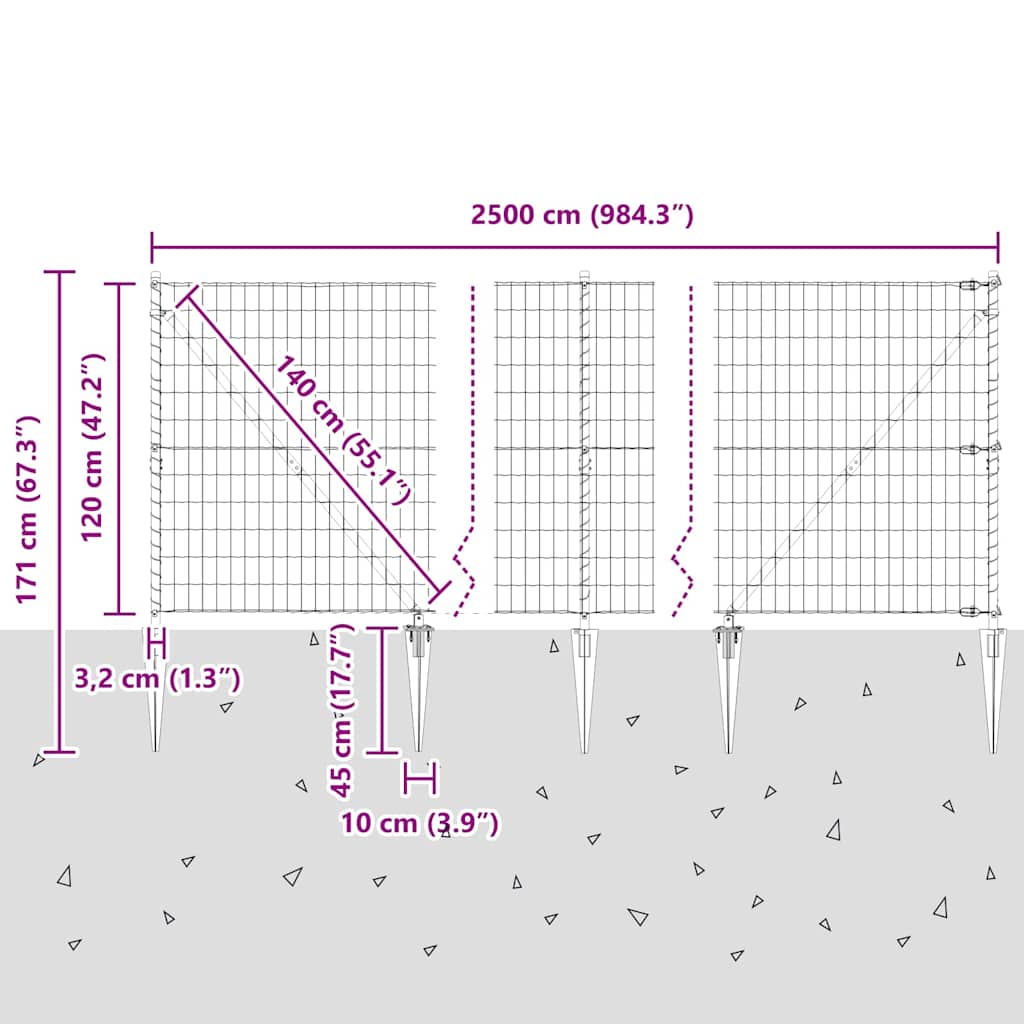 Zavareno žičano ograđivanje s bodljama 25 x 1,2 m (Š x V)