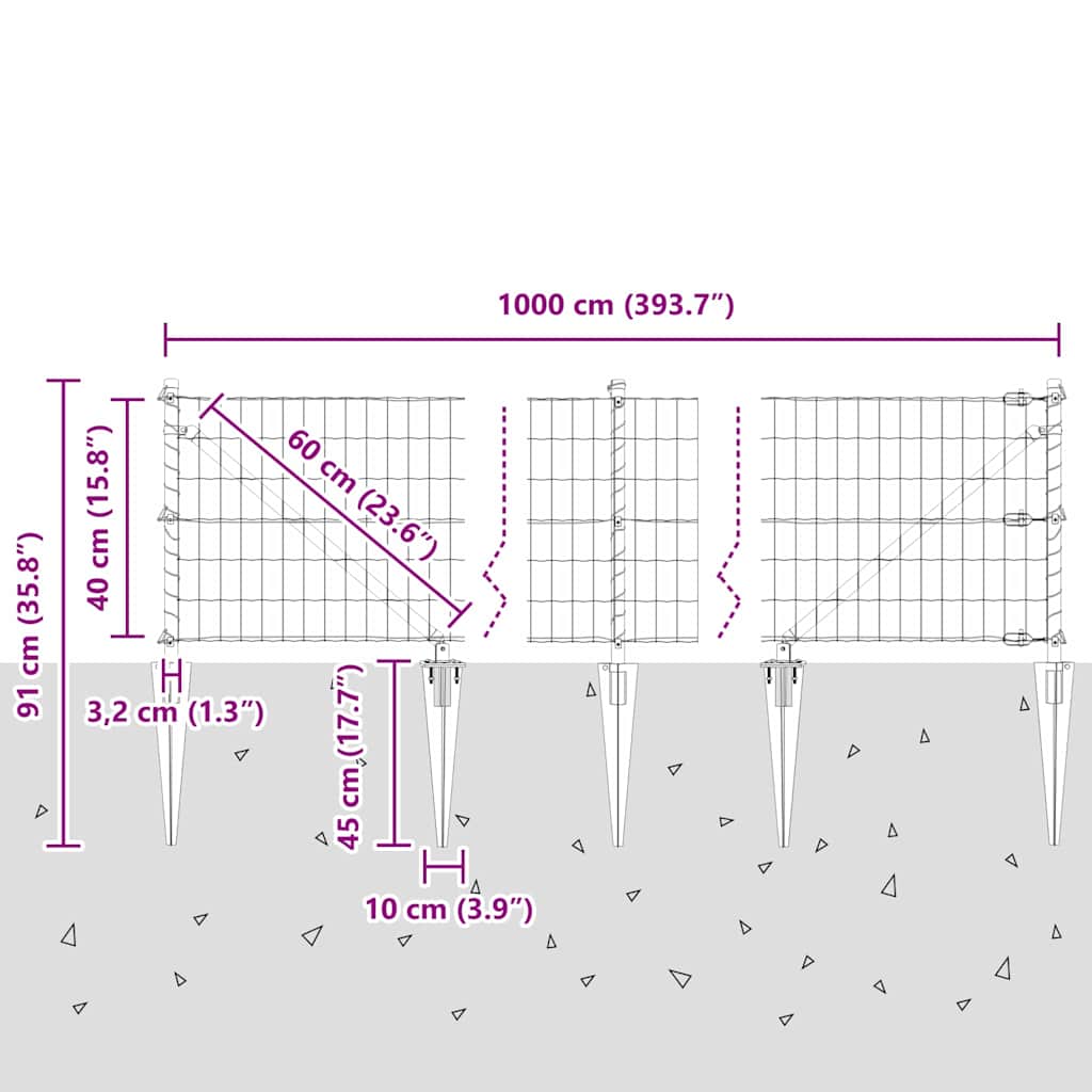 Zavareno žičano ograđivanje s bodljama 10 x 0,4 m (Š x V)