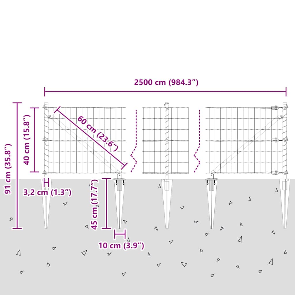Zavareno žičano ograđivanje s bodljama 25 x 0,4 m (Š x V)