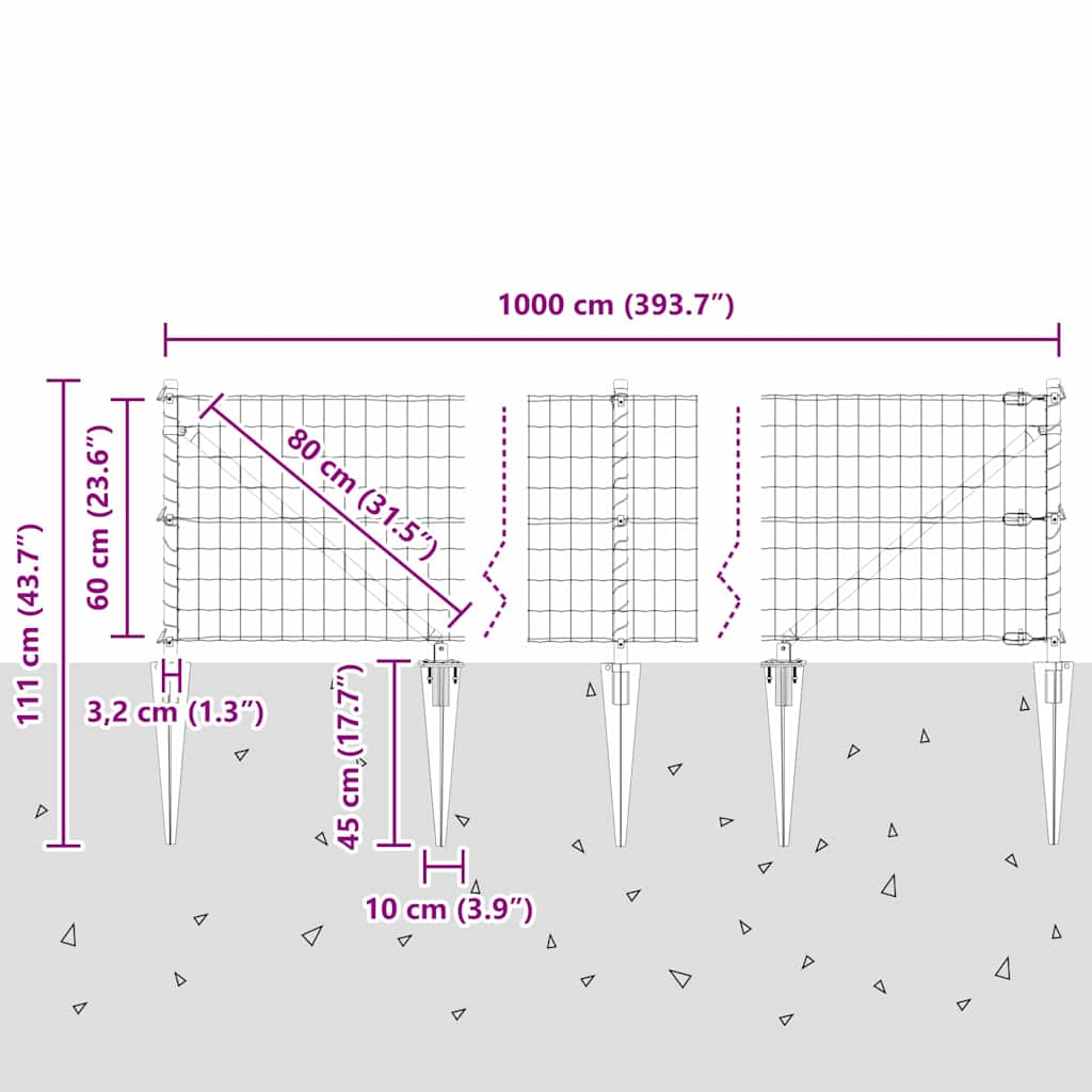 Zavareno žičano ograđivanje s bodljama 10 x 0,6 m (Š x V)