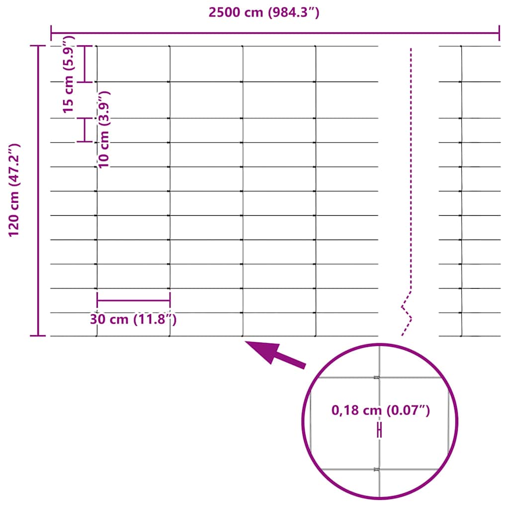 Temeljna zavarena žičana ograda 25 x 1,2 m (Š x V)