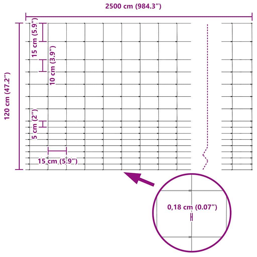 Temeljna zavarena žičana ograda 25 x 1,2 m (Š x V)