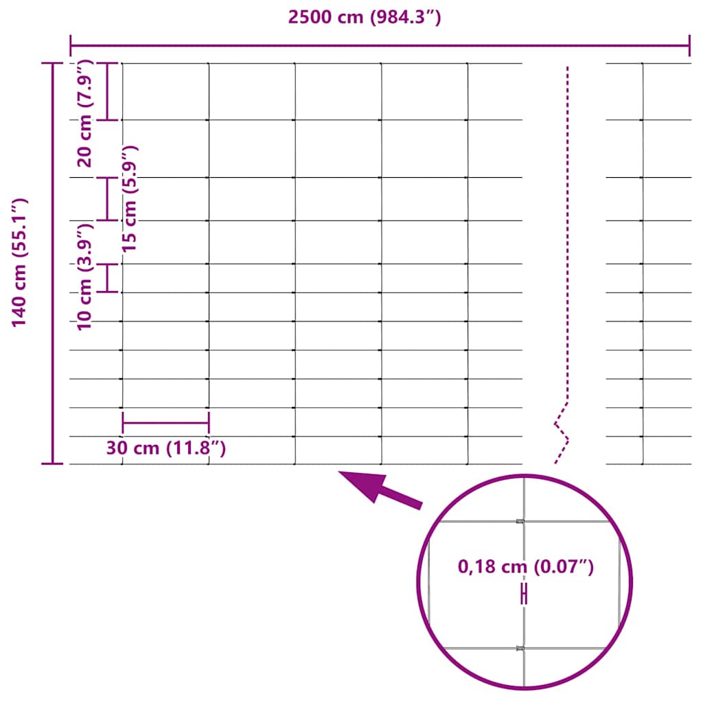 Temeljna zavarena žičana ograda 25 x 1,4 m (Š x V)