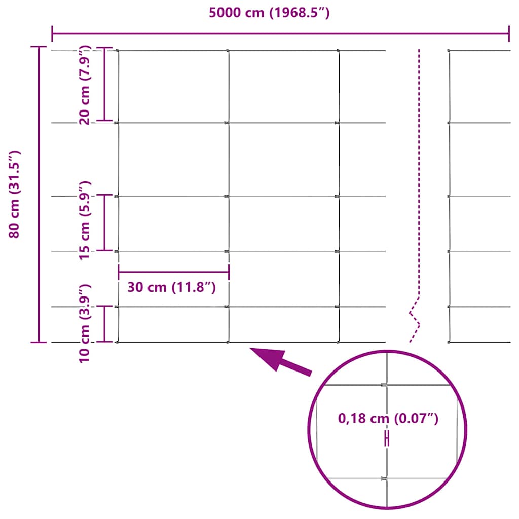 Temeljna zavarena žičana ograda 50 x 0,8 m (Š x V)