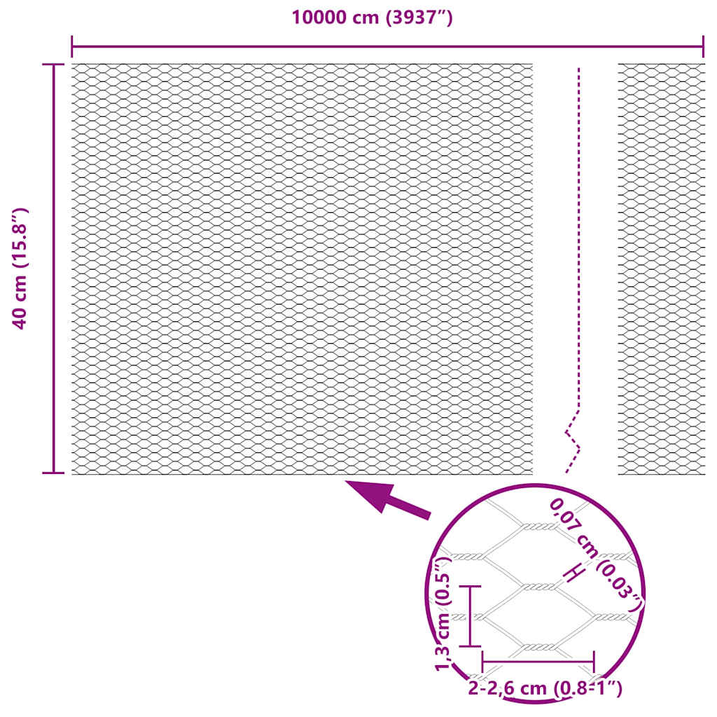 Temeljna zavarena žičana ograda 100 x 0,4 m (Š x V)