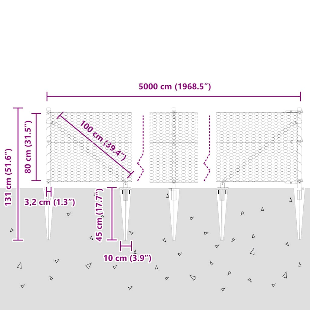 Zavareno žičano ograđivanje s bodljama 50 x 0,8 m (Š x V)
