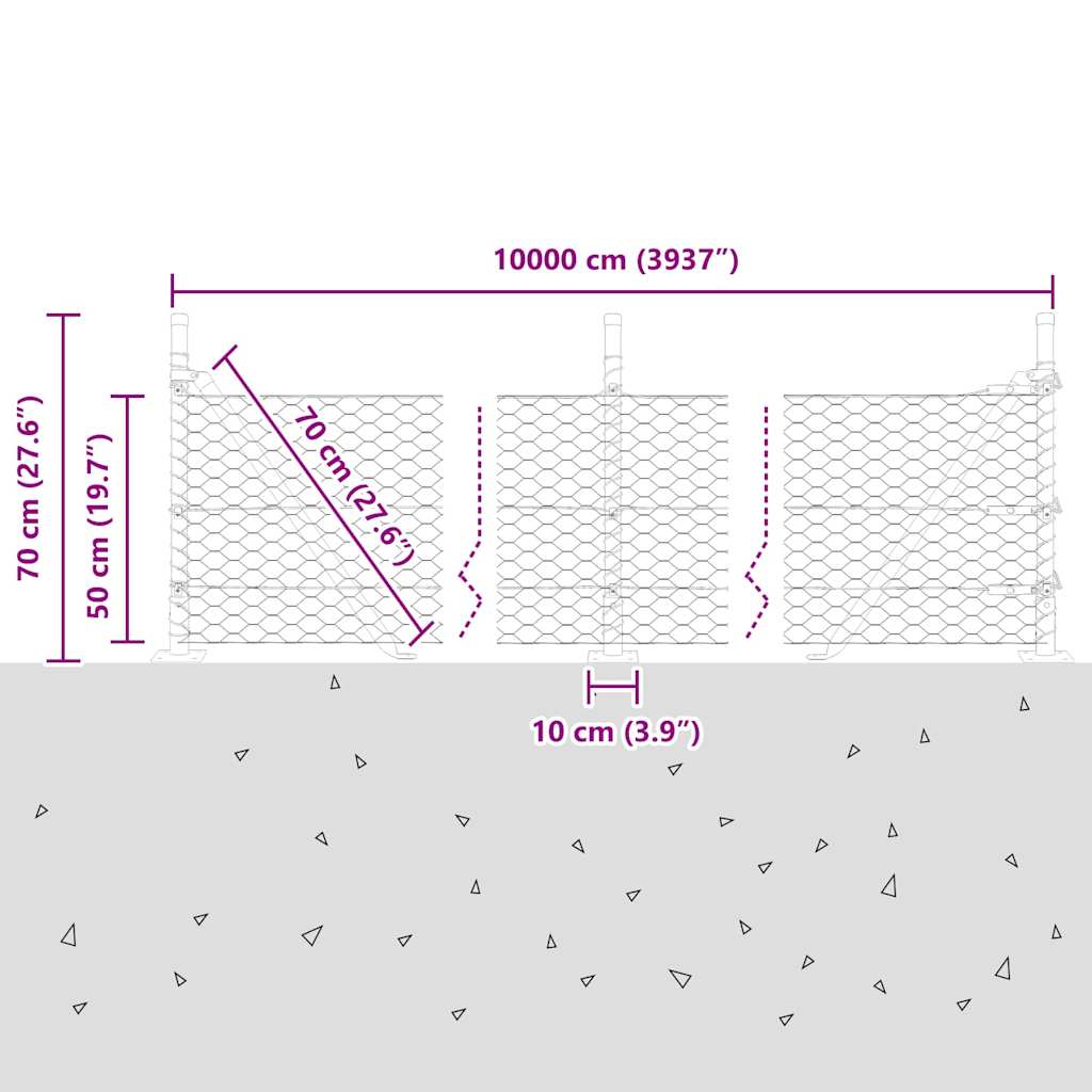 Zavareno žičano ogradno mreža s betonskom podlogom 100 x 0,5 m