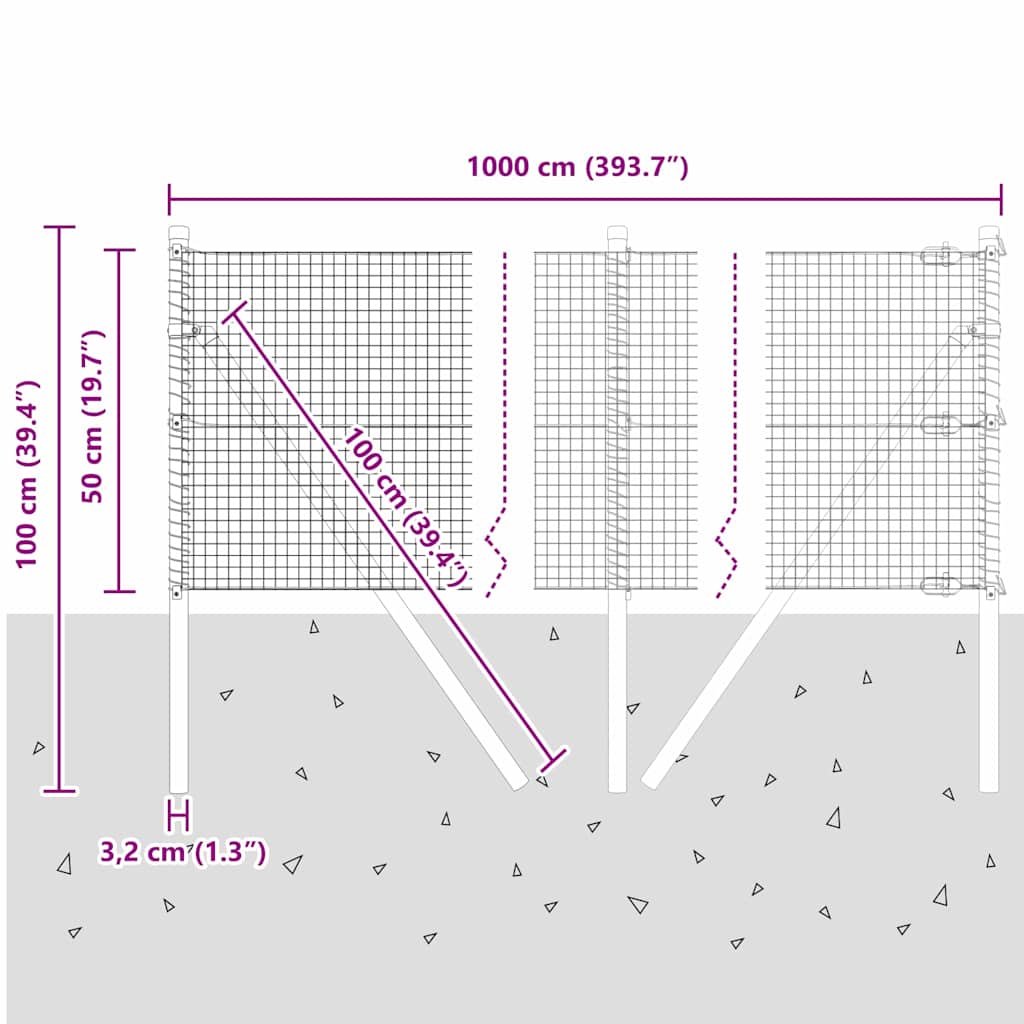 Temeljna zavarena žičana ograda 10 x 0,5 m (Š x V)