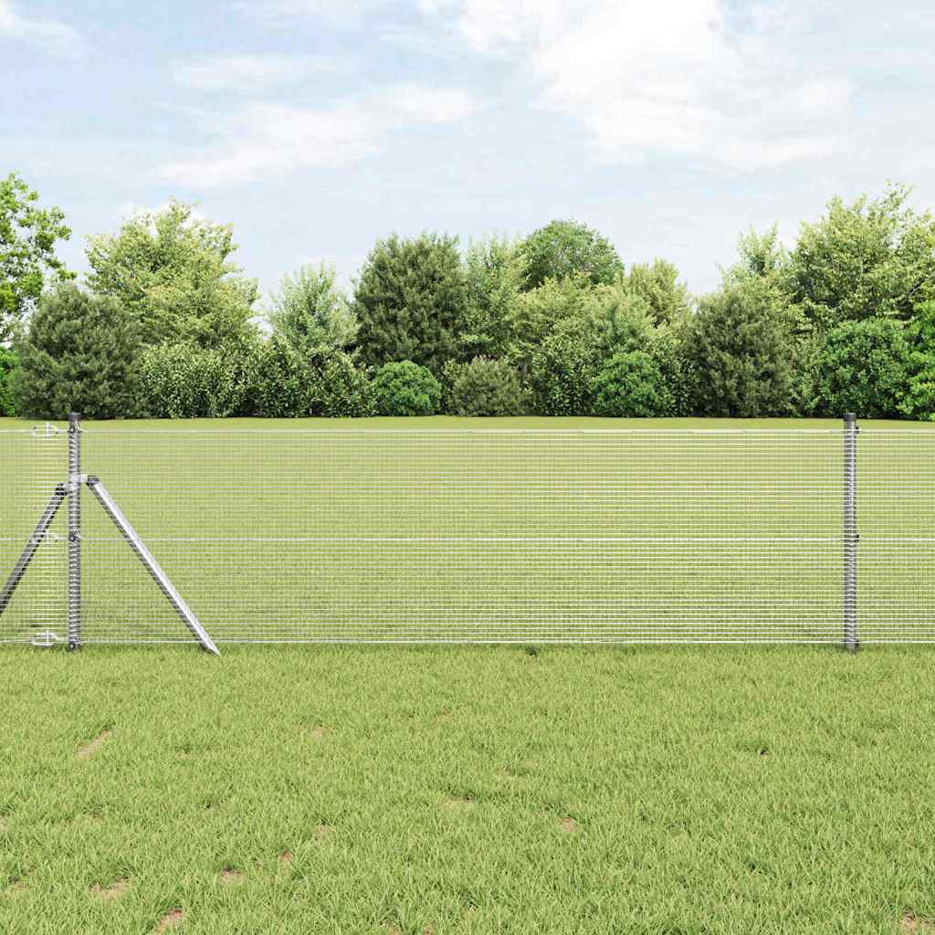 Temeljna zavarena žičana ograda 10 x 0,8 m Srebrna Mreža