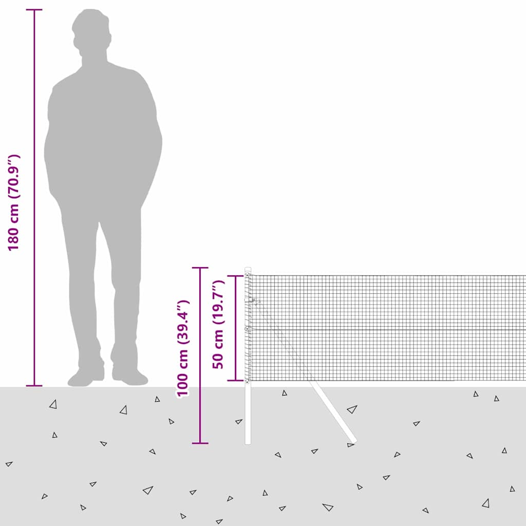 Temeljna zavarena žičana ograda 25 x 0,5 m (Š x V)
