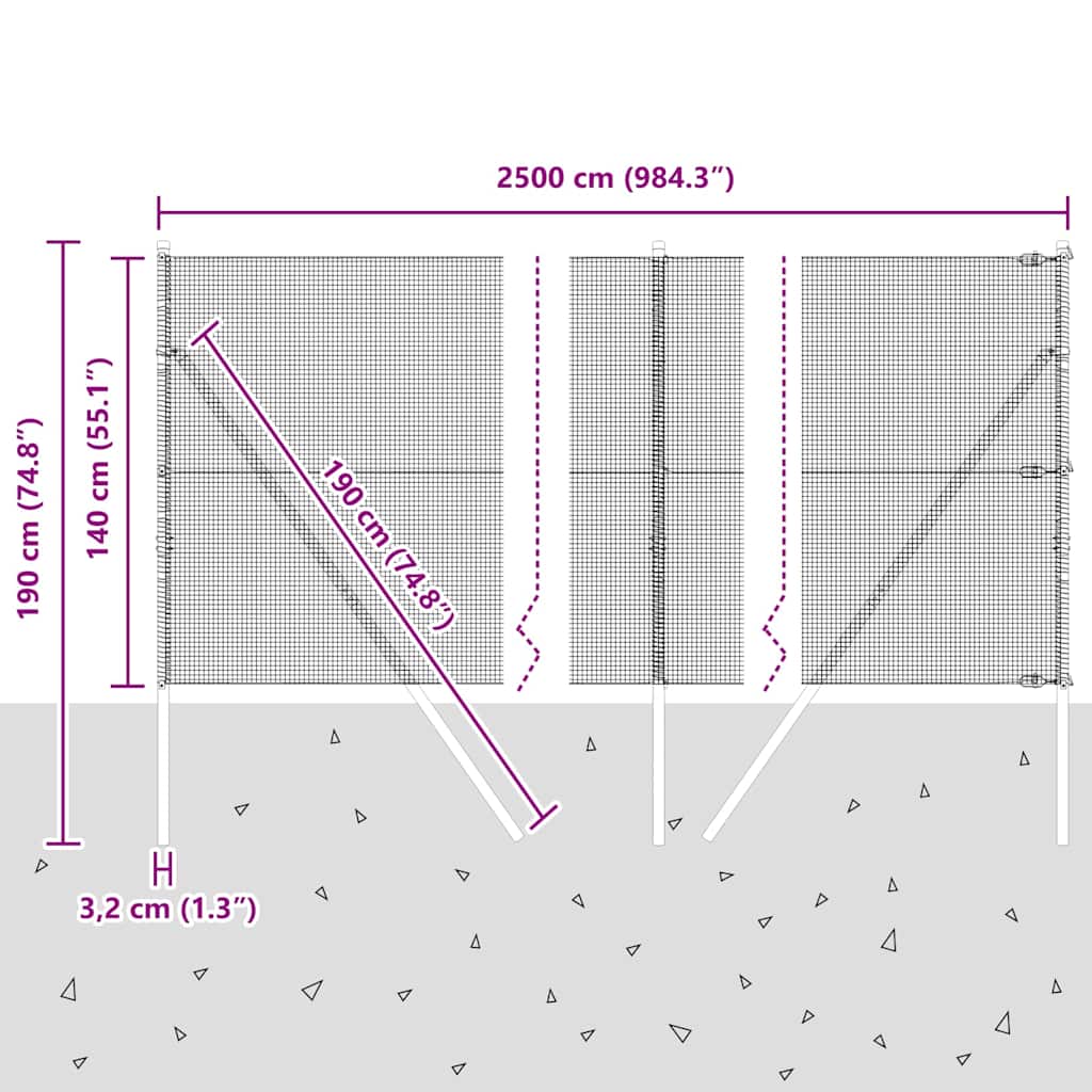 Temeljna zavarena žičana ograda 25 x 1,4 m (Š x V)