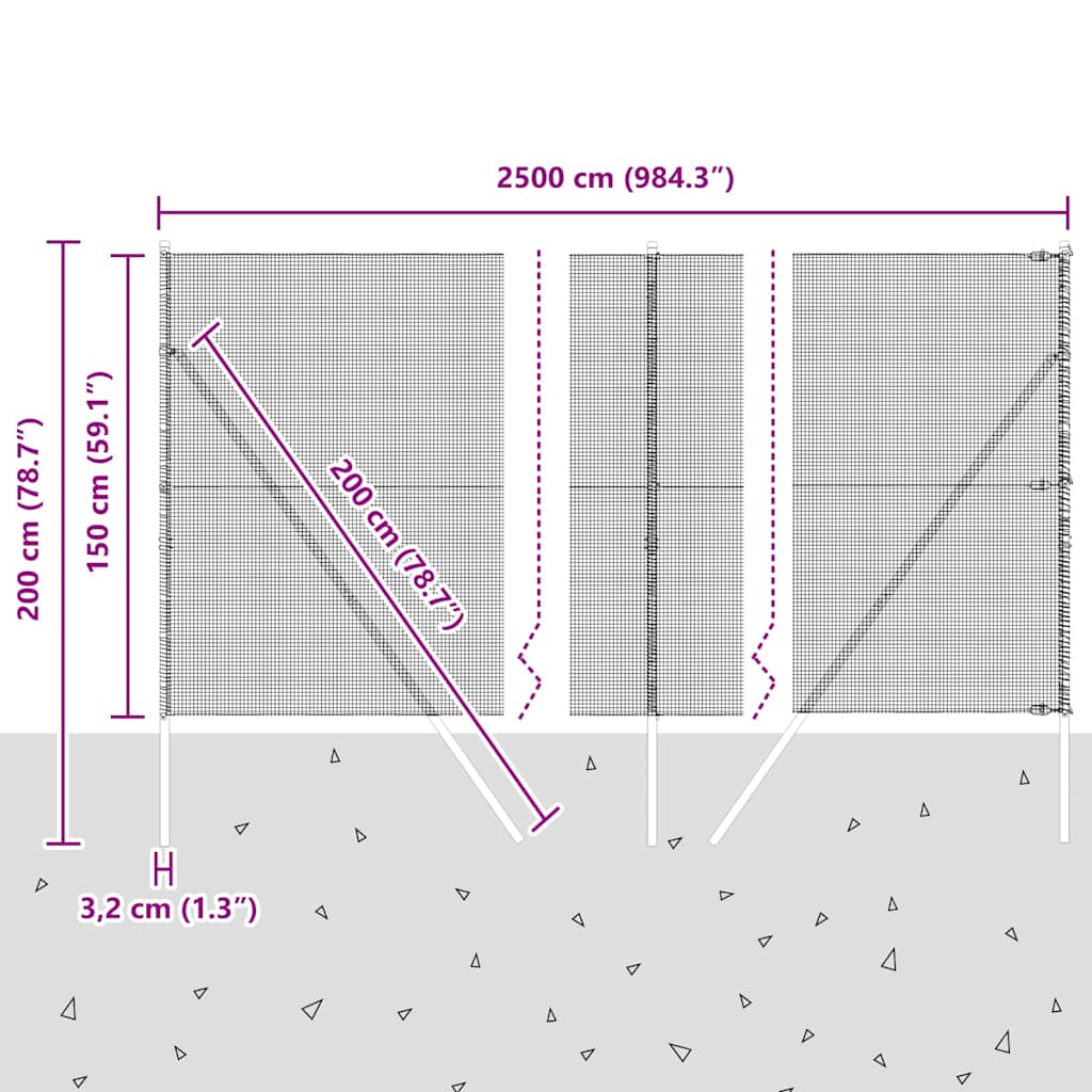 Temeljna zavarena žičana ograda 25 x 1,5 m Srebrna Mreža
