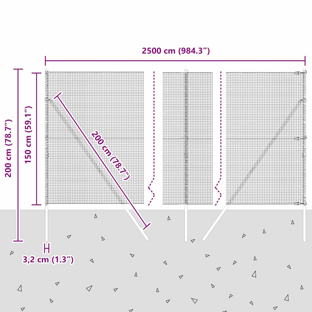 Temeljna zavarena žičana ograda 25 x 1,5 m Srebrna Mreža