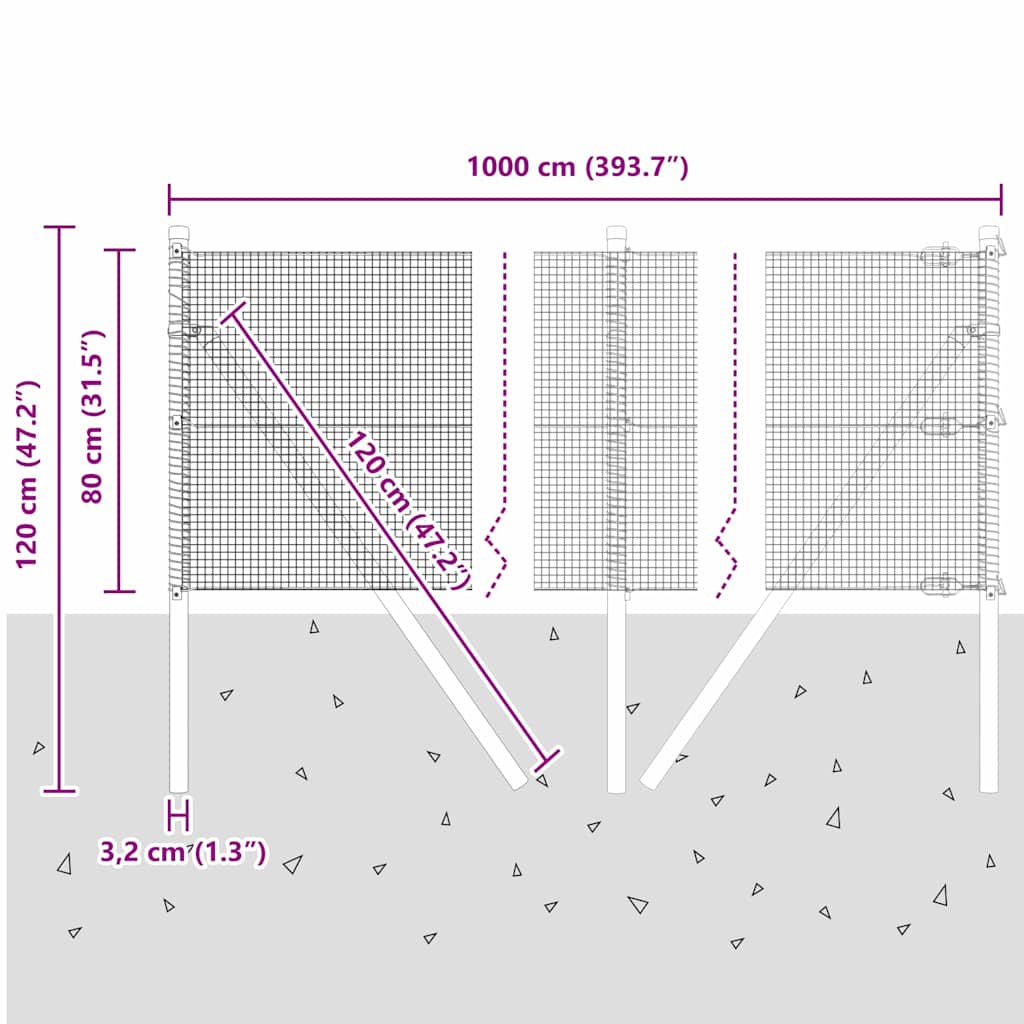 Temeljna zavarena žičana ograda 10 x 0,8 m (Š x V)
